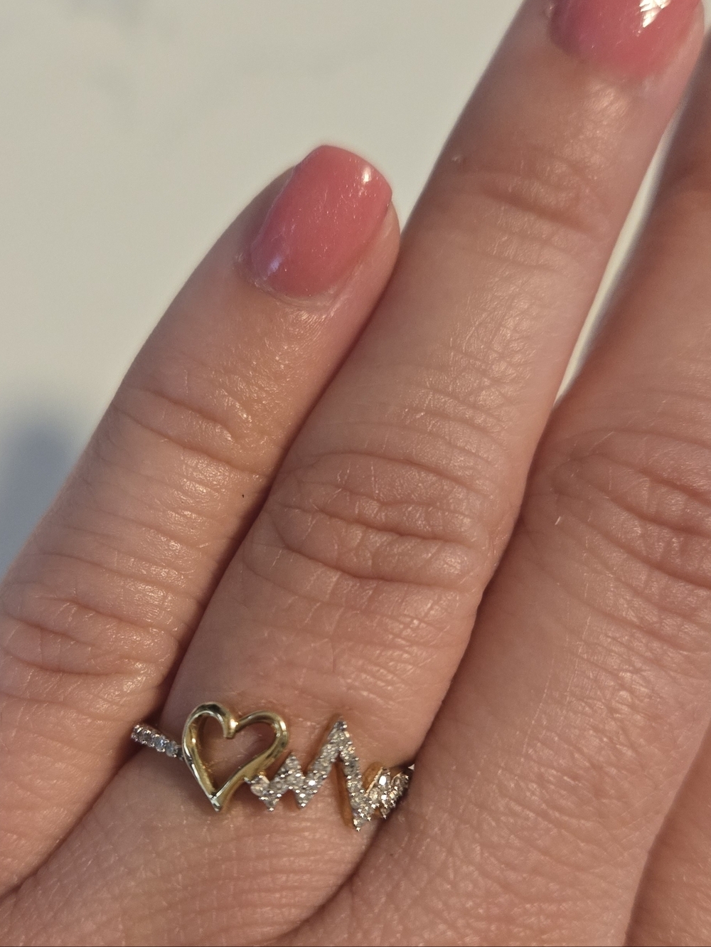 Gold Heart & Natural Diamond Ring